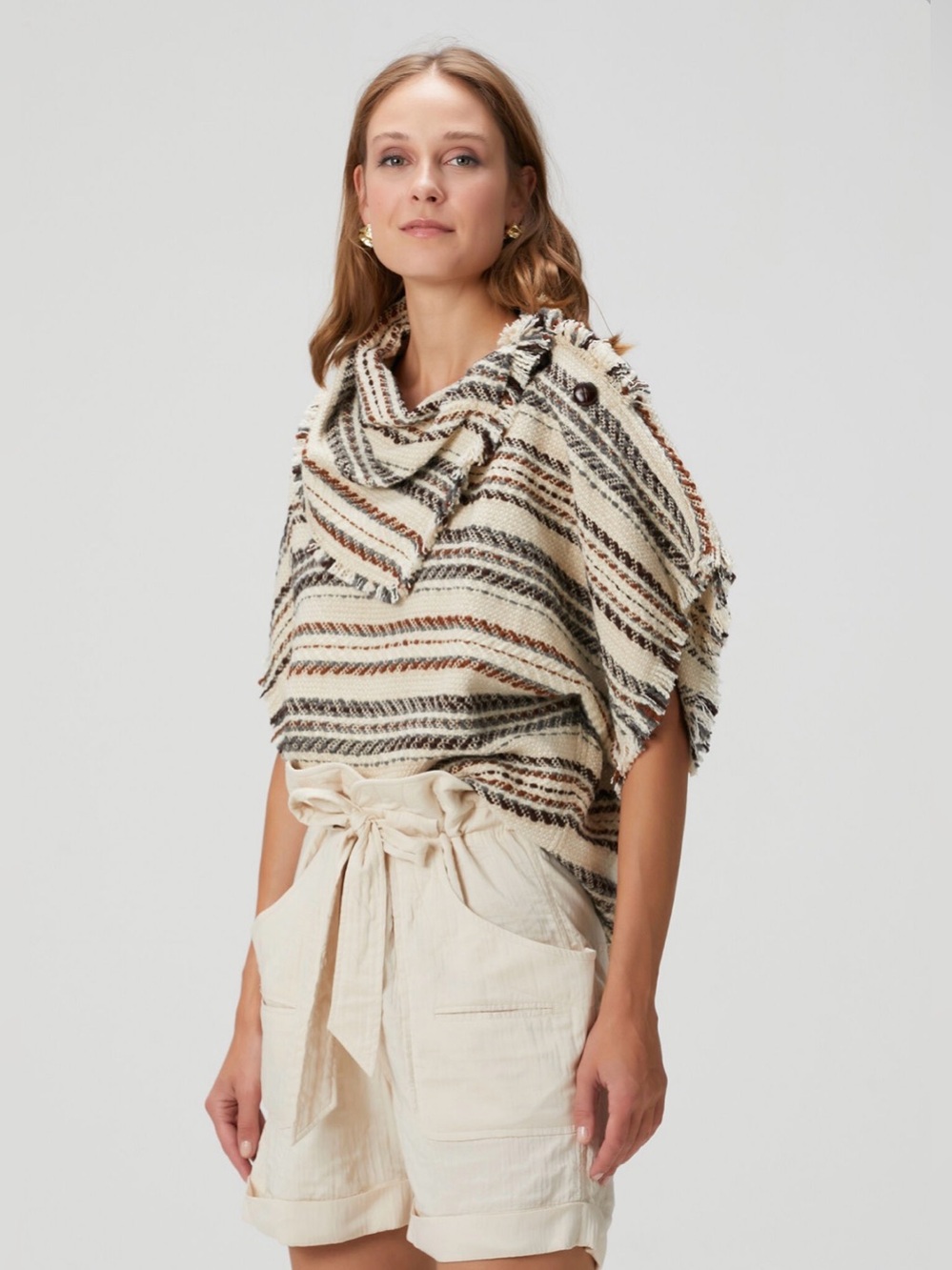 NWT Isabel Marant Etoile Ilianie Striped S/S Sweater Women’s 42 US10 Ecru